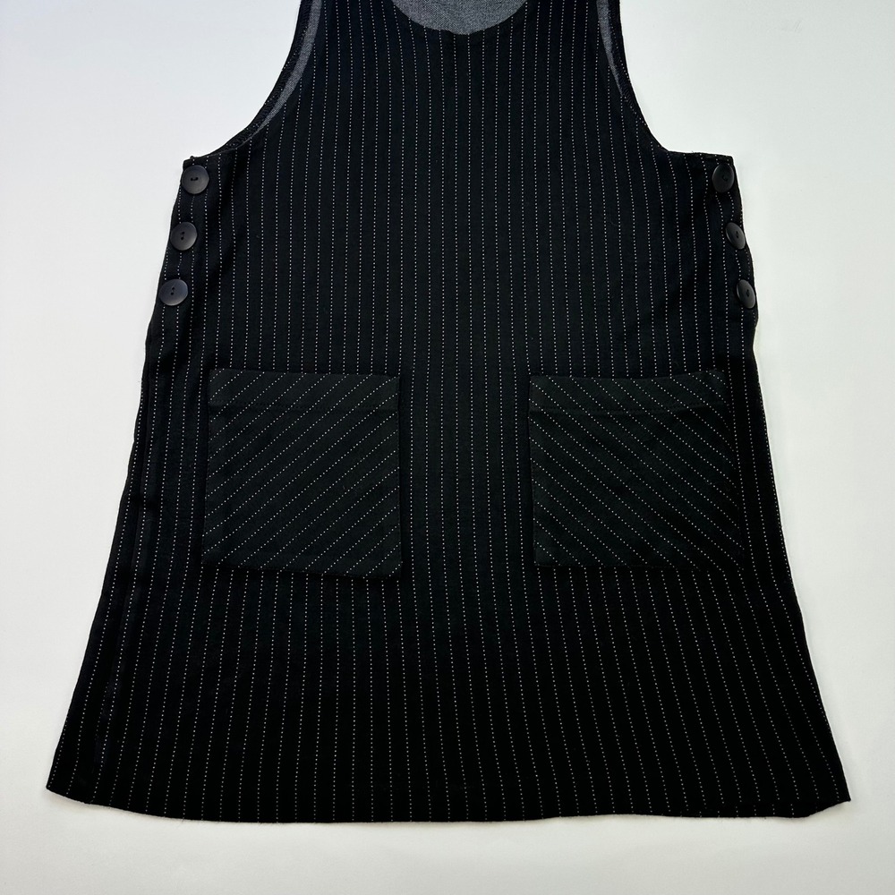 Vintage 90s Pinstripe Dress Mini Grunge Sleeveless Suspender Chain Size 7/8 - Picture 4 of 8